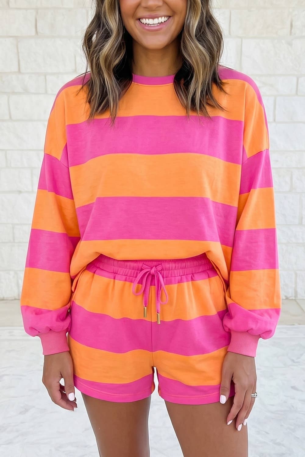 Striped Two-Piece Casual Short Set